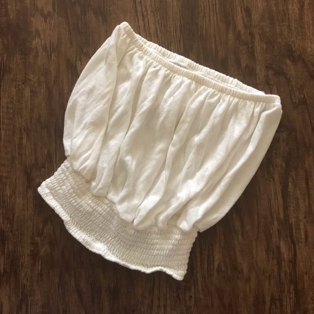 White Puffy Tube Crop Top